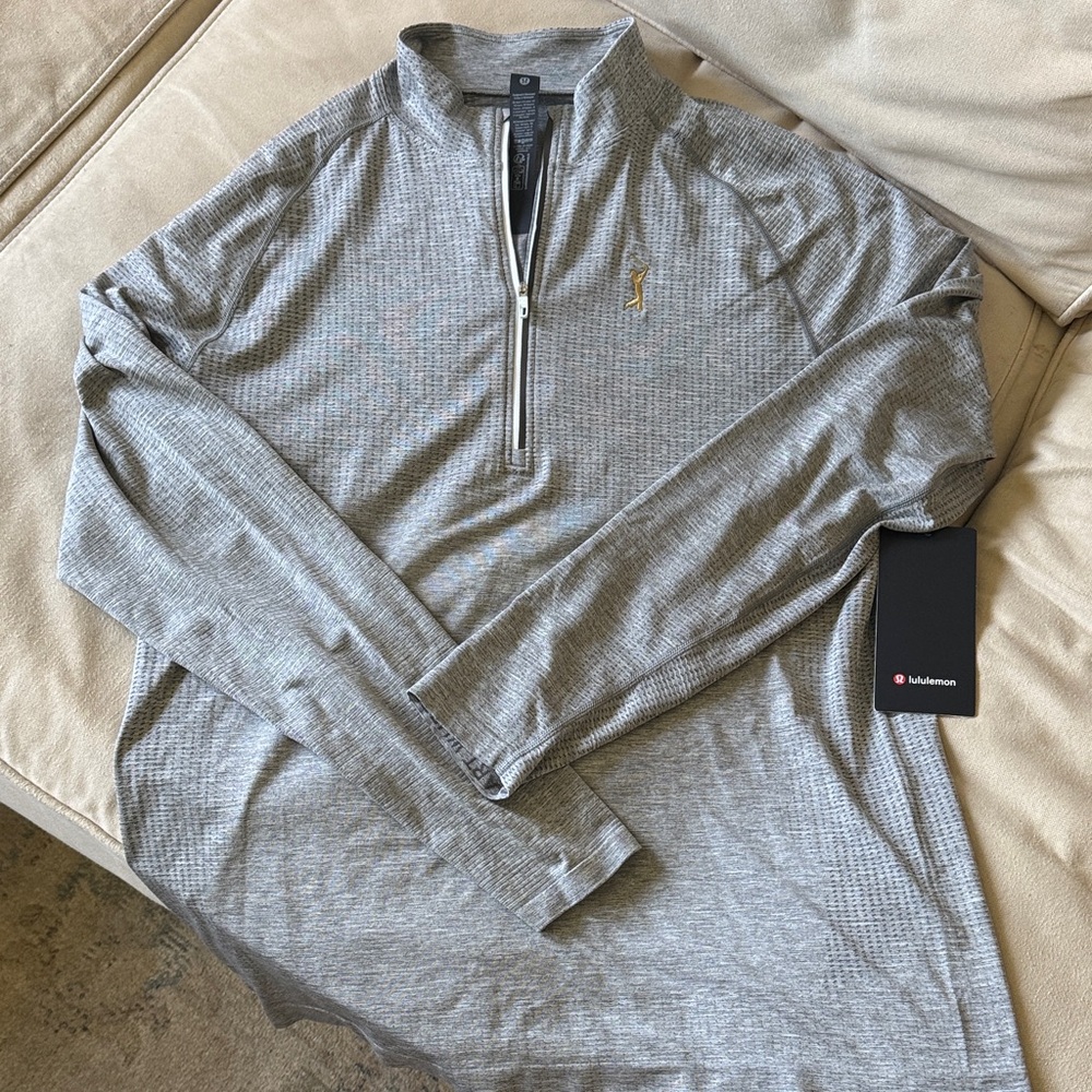 Authentic lululemon “The Players” Men's Light Heather Gray 1/4 zip Pullover